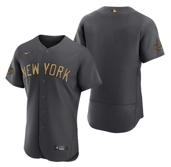 Men's New York Yankees Blank 2022 All-Star Charcoal Flex Base Stitched Baseball Jersey